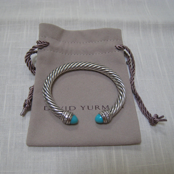 David Yurman Jewelry - DAVID YURMAN 7mm Turquoise Cable Diamond Bracelet